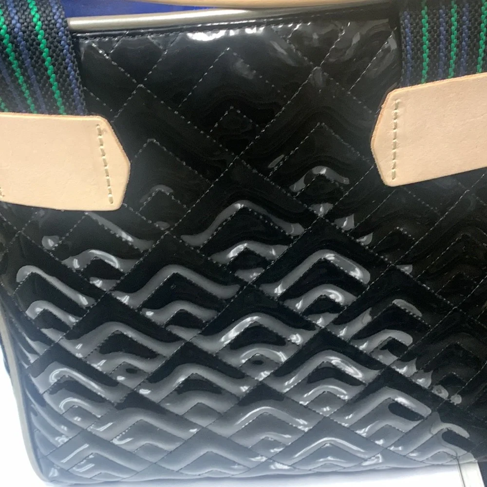 Consuela Black Quilted Tote with Tan Accents - Picture 4 of 15